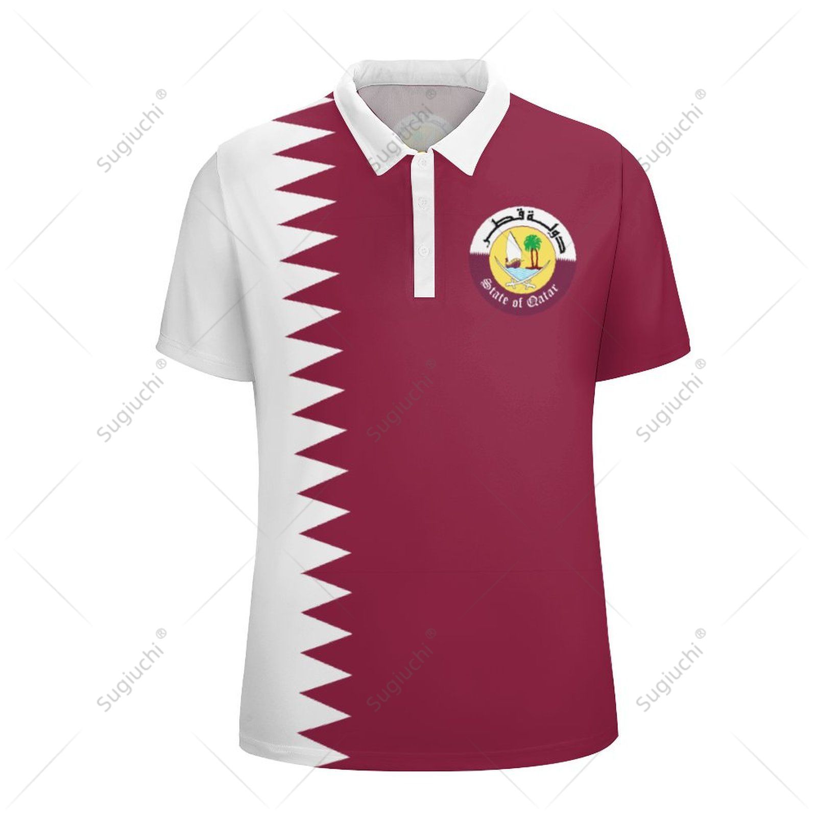 Unisex Polo Shirt Qatar Flag 3 - 3D Printing Qatar review and price